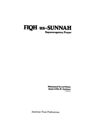 FIQH us-SUNNAH, Supererogatory Prayer - فقه السنة صلاة التطوع